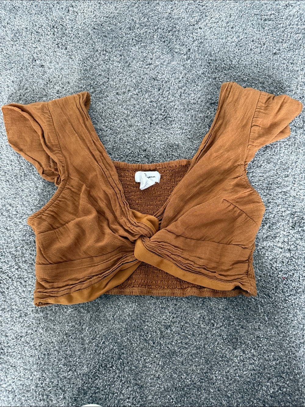 Rust Knot-Front Crop Top - Women